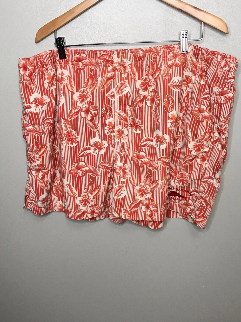 Tommy Bahama Orange and White Floral Swim Trunks Sz XL